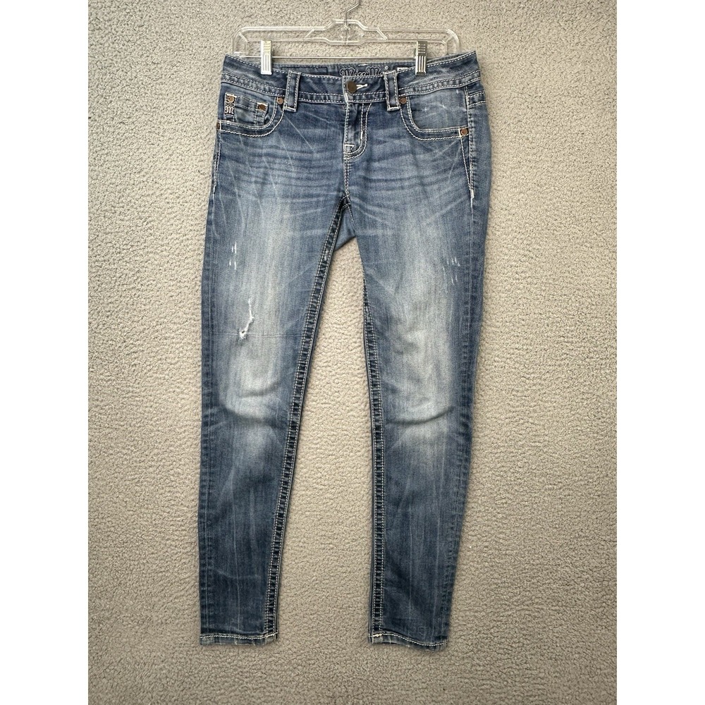 Miss Me Jeans Womens 27 Blue Signature Skinny Distressed Jeans 30x30